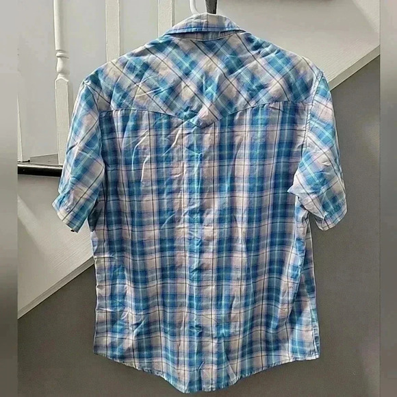 WRANGLER MEN'S WESTERN FASHION Pearl SNAP Button Up SIZE LARGE Cowboy Plaid - Picture 3 of 4